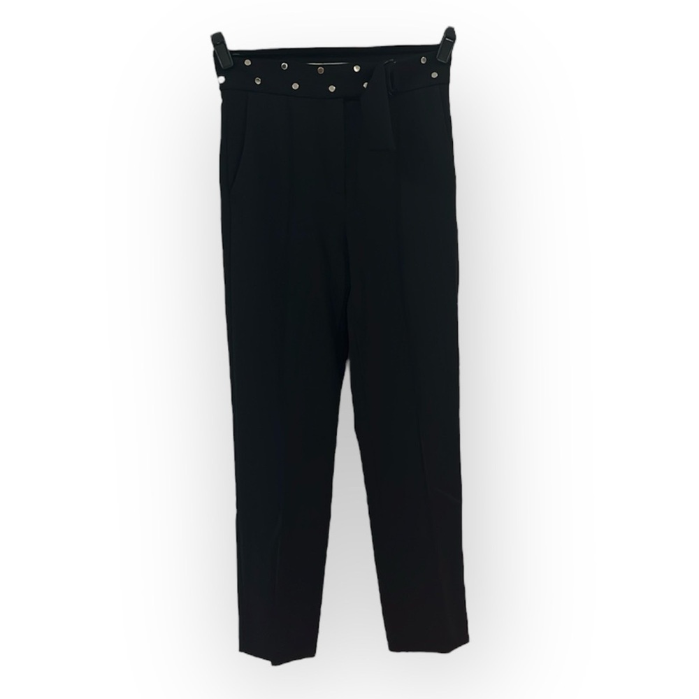 Raffaello Rossi Della Black Built in belt Ladies Trousers Studded Pants size 32